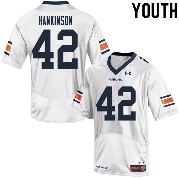 Youth #42 Crimmins Hankinson Auburn Tigers College Football Jerseys Sale-White - Click Image to Close